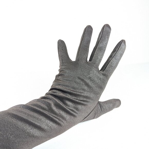 Vintage KAYSER Canadian dark brown fabric opera gloves size 7.5 - Picture 9 of 13